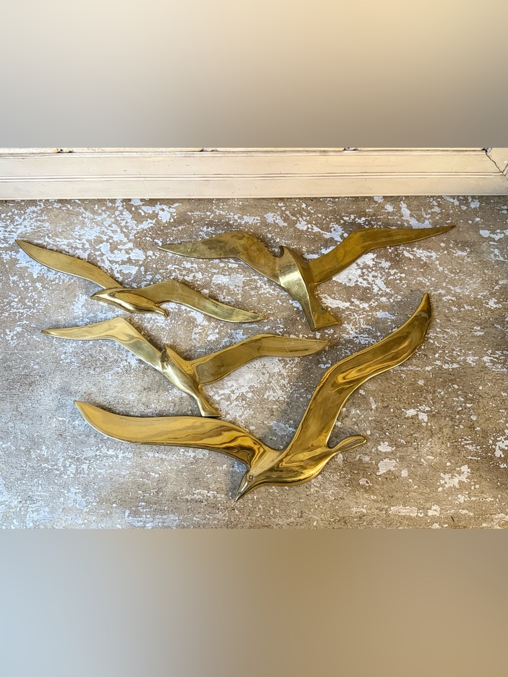Brass Seagull Wall Sculpture Set